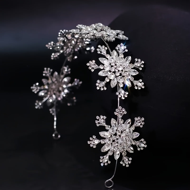 Crystal Crown Headband for Women Snowflake Rhinestone Wedding Party Accessory