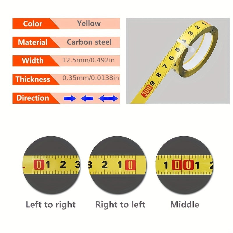 Self-Adhesive Tape Measure Iron 0.5 Inch Wide Metric Scale for Woodworking