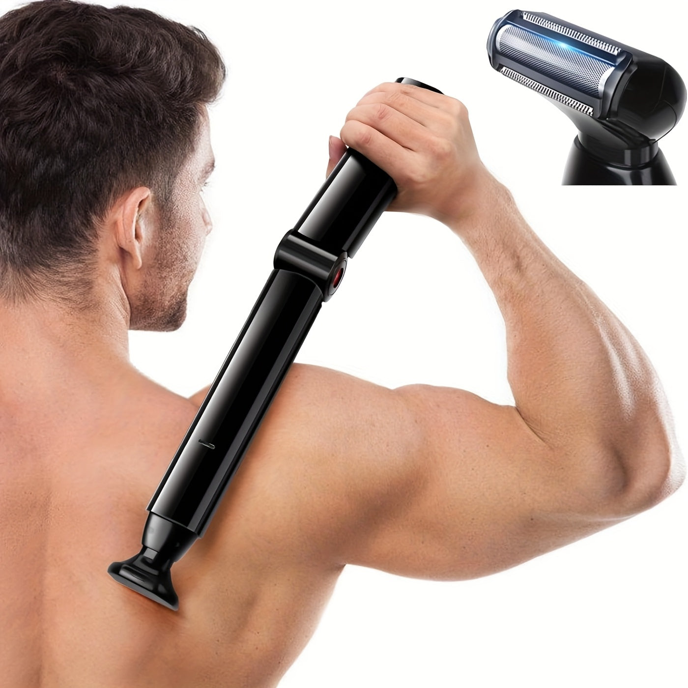 Men's Body Shaver with Adjustable Handle and Shock-Absorbing Heads