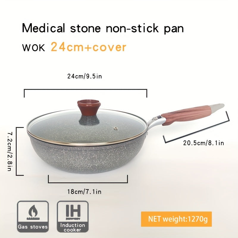 Yopishqoq bo'lmagan alyuminiy vok - Gaz va induksiya pechlari uchun mos, tozalash oson, uy oshxonalariga juda mos keladi