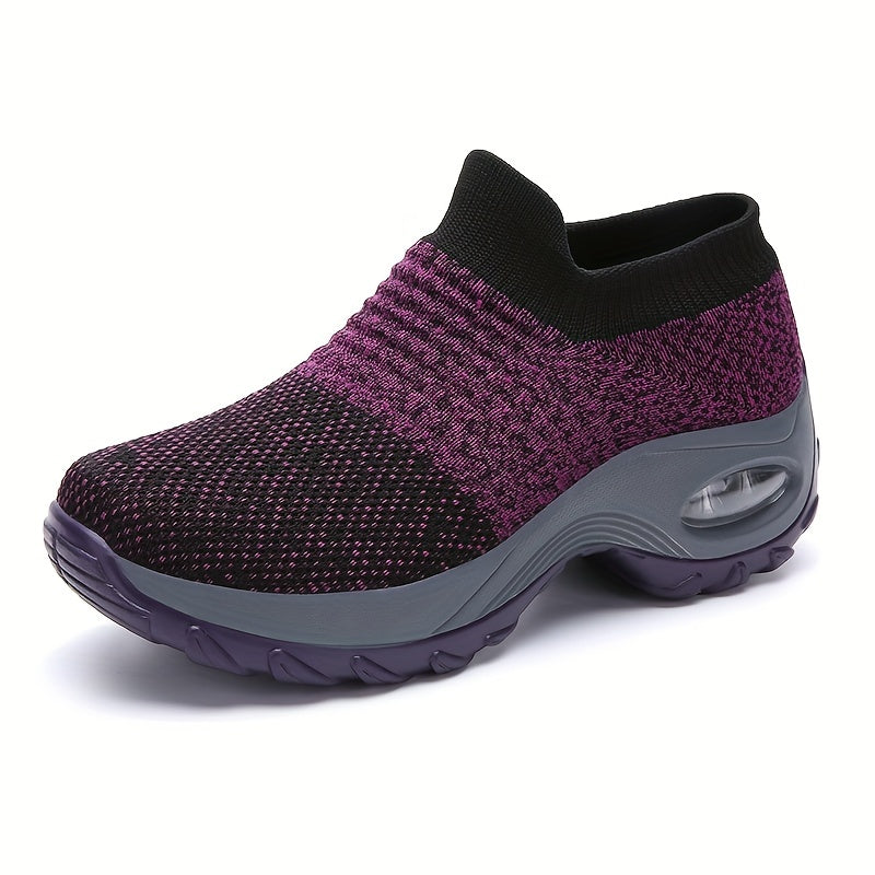 Zapatillas de media caña transpirables para mujer con amortiguación de aire, color sólido, para todas las estaciones
