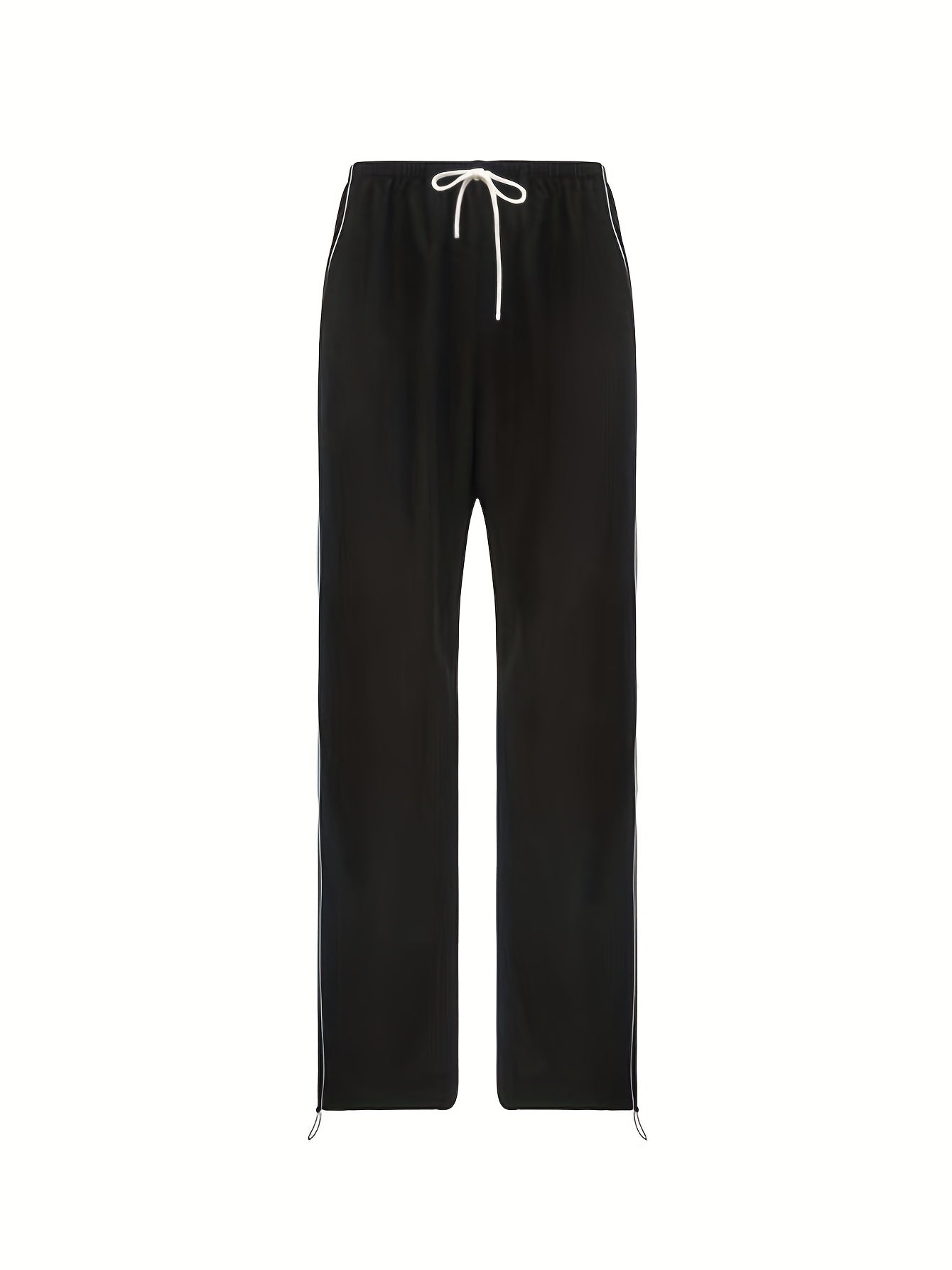 Women Y2K Baggy Pants with Contrast Drawstring Waist and Slant Pockets