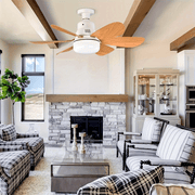 Modern Dimmable Flush Mount Ceiling Fan with LED Light Remote Control Shock-Resistant for Bedroom Kitchen Living Room