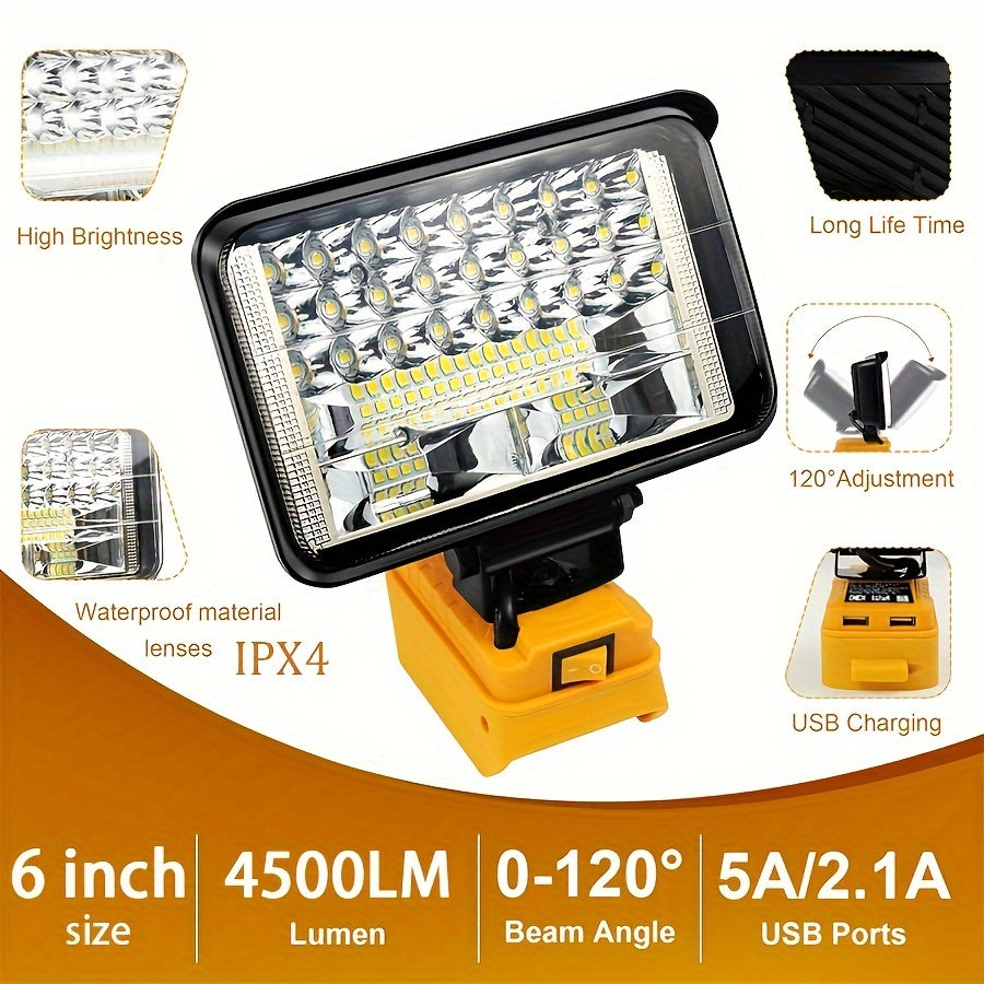 LED Work Light 20V MAX Battery Compatible Portable Recessed Plastic Outdoor Camping Job Site