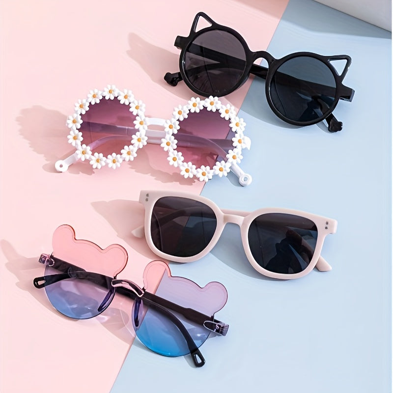 4 dona O'smirlar uchun ayiq quloqli ramkali modali ko'zoynaklar, ochiq havoda himoya qilish uchun, basseyn partiyalari va maxsus tadbirlar uchun sovg'a sifatida ideal.