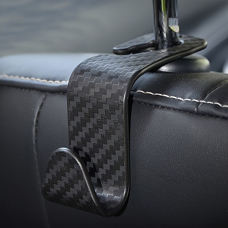 2PC Black Car Seat Back Hooks Adjustable Headrest Organizers for Bags Clothes