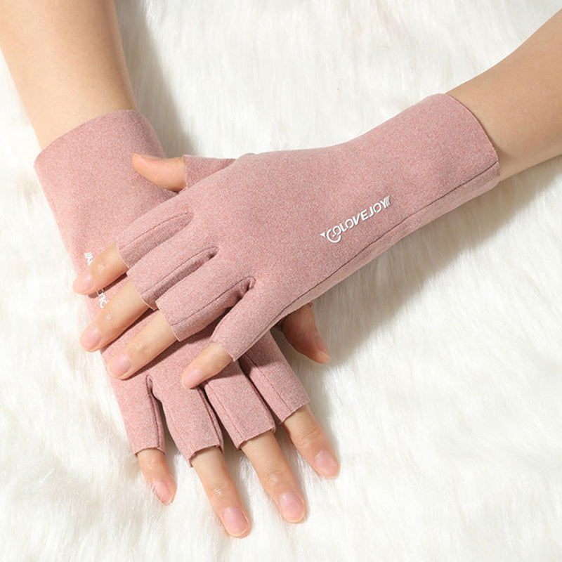 Long Velvet Fingerless Gloves Windproof Warm Touch Screen Compatible