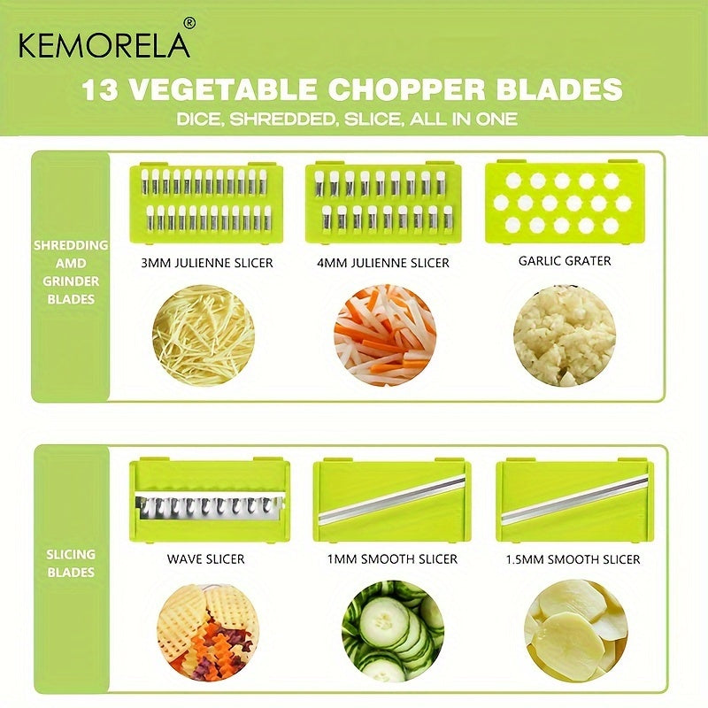 22-in-1 Mandoline Slicer Set with 13 Stainless Steel Blades, Vegetable Chopper