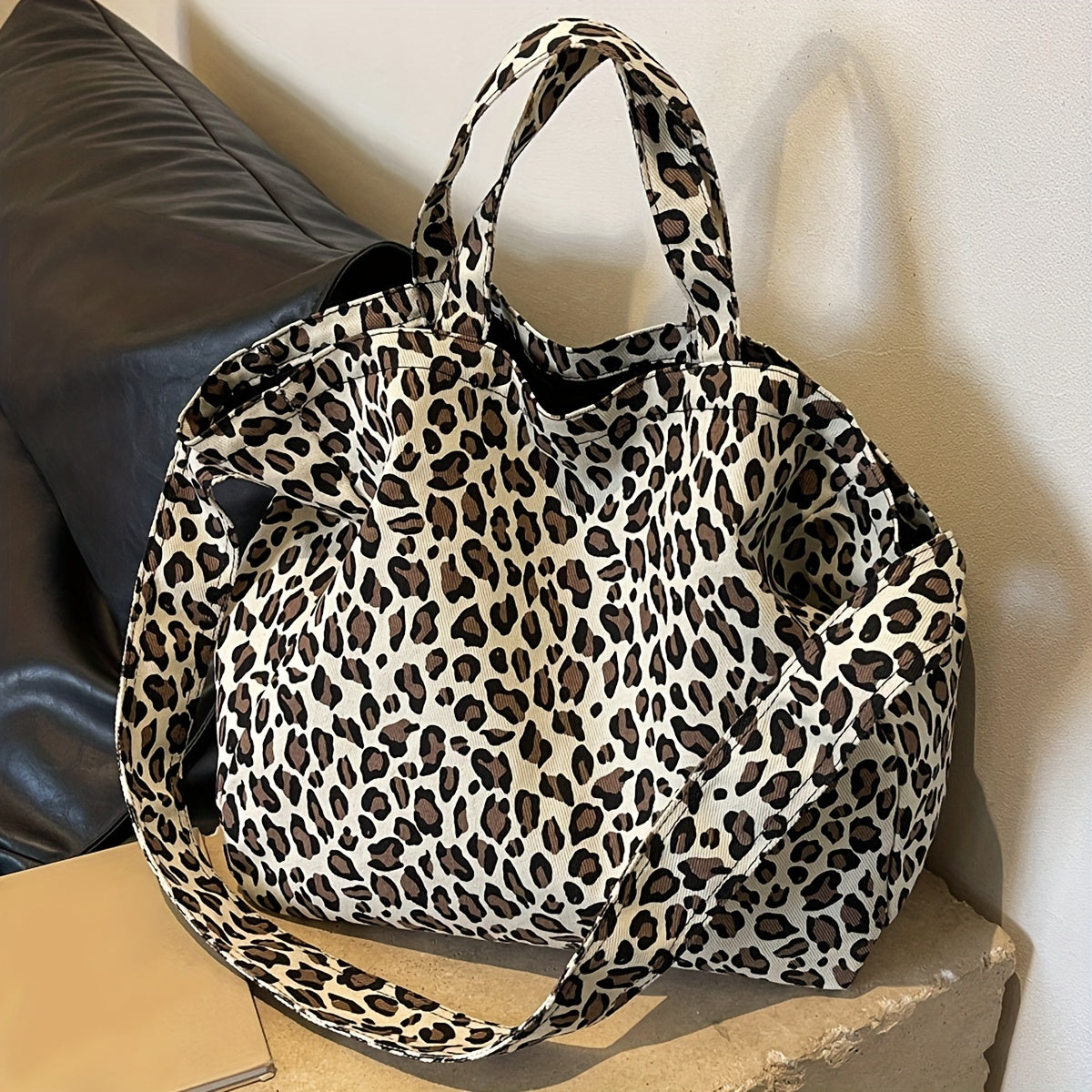 Ayollar uchun Leopard Print Tote Bag – Zamonaviy, Katta sig'imli, Ko'p funksiyali, Zipper yopilishi