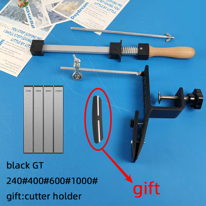 Professional Kitchen Sharpening System with Diamond Stone, Adjustable Angle Guide, Wooden Handle for Precision Sharpening. Knife Sharpener for Efficient Sharpening.