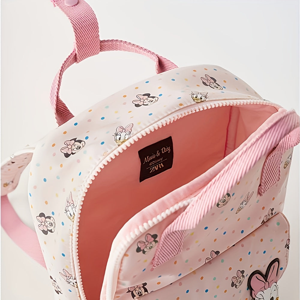 Purple Nylon Backpack for Kids with Cartoon Design, Large Capacity, Adjustable Straps