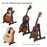 Soporte de guitarra plegable negro de ABS para violines acústicos, eléctricos y ukeleles