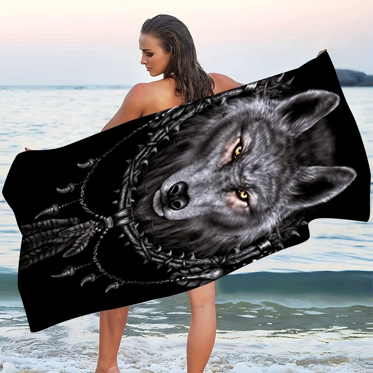 Beach Towel 139.7 cm Ultrafine Fiber Highly Absorbent for Yoga Swimming Camping