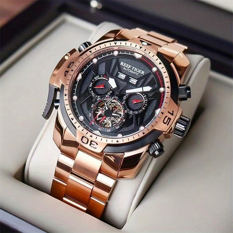 Men's Mechanical Watch Large Tourbillon Skeleton Business Classic Stainless Steel