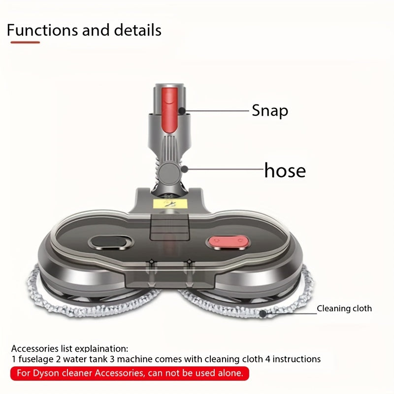 V7/V8/V10/V11 modellari uchun changyutgich aksessuarlari, mopa boshligi, asos, supuruvchi va quruq va nam tozalash uchun suv tankini o'z ichiga oladi. Faqat changyutgich bilan ishlatilishi mumkin, mustaqil ravishda emas.