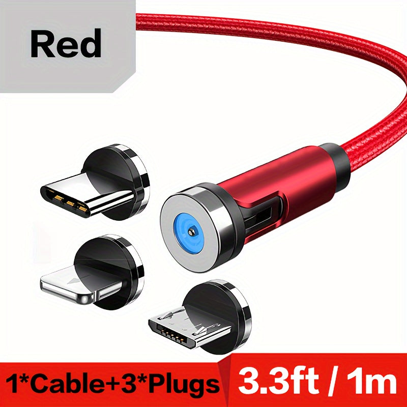 Кабель для быстрой зарядки с вращающимся магнитом на 540 градусов с разъемом Type C, Micro USB для Samsung, Xiaomi, iPhone