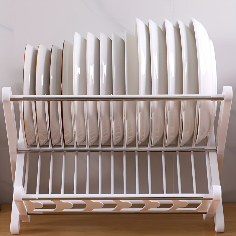 Qora va oq ko‘p qatlamli idishlar uchun qabul qilish racki, ochiq javonlar bilan, joyni tejovchi dizayn