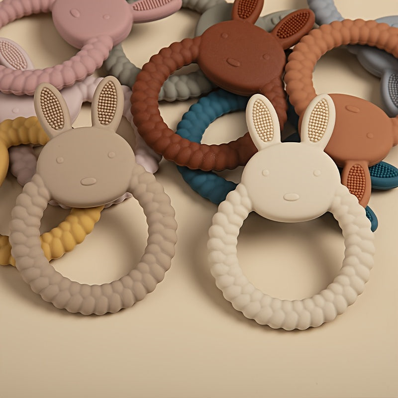Silicone Baby Teething Toy Rabbit Design Safe for Chewing Soothing Gums