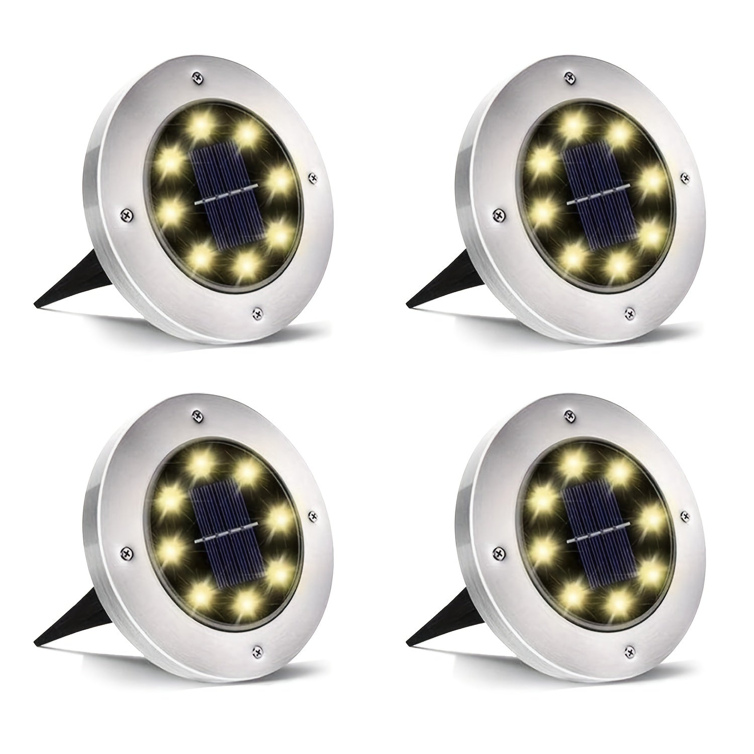 Pack of 4/8/12 Solar Outdoor Ground Lights with 8 LED Pathway Garden Yard Lighting