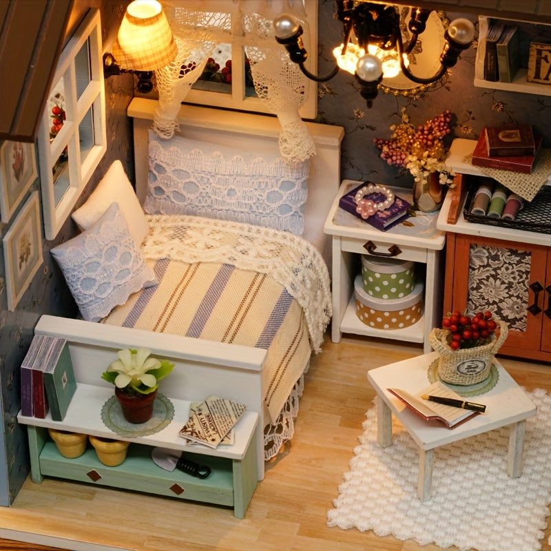 Wooden DIY Miniature House Model for Bedroom and Study Decoration Gift for Valentine's Day and Birthdays
