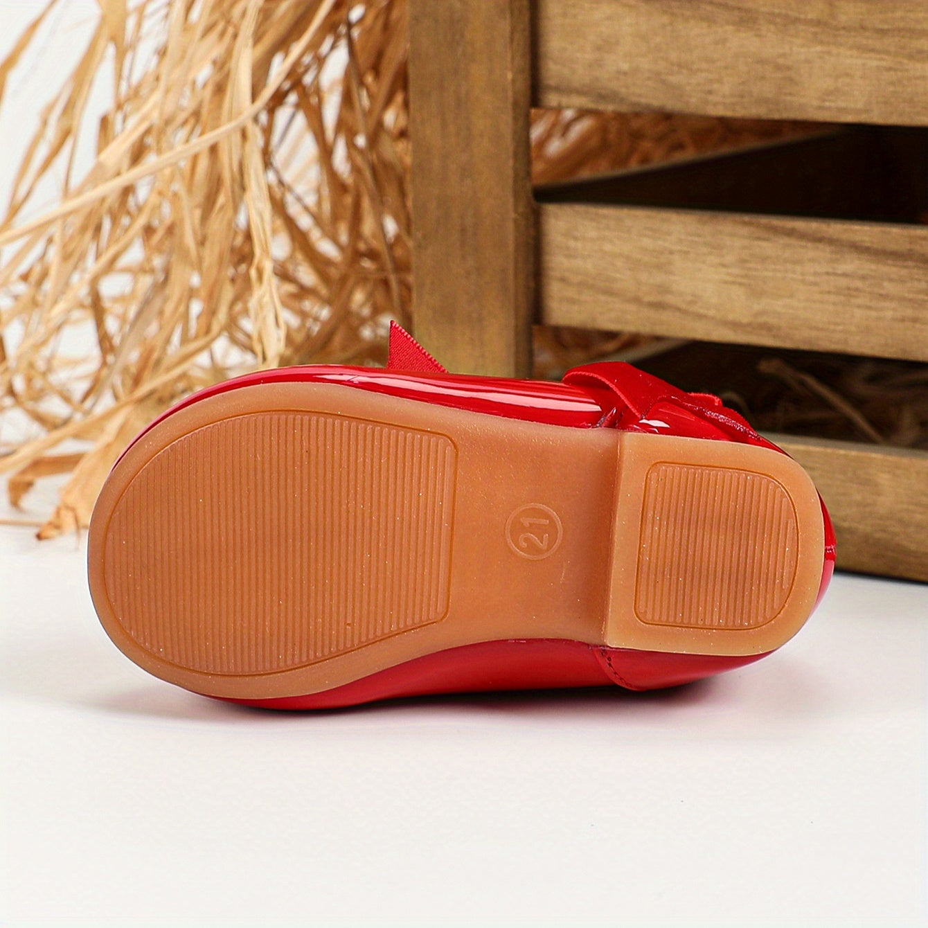 Girls' Casual Mary Jane Shoes with Bow, Lightweight PU, TPR Sole, Adjustable Strap