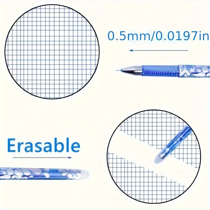 56 dona Erasable Gel Ink Ballpoint Pen Set O'rta nuqta 0.5mm Qora Ko'k chiziq