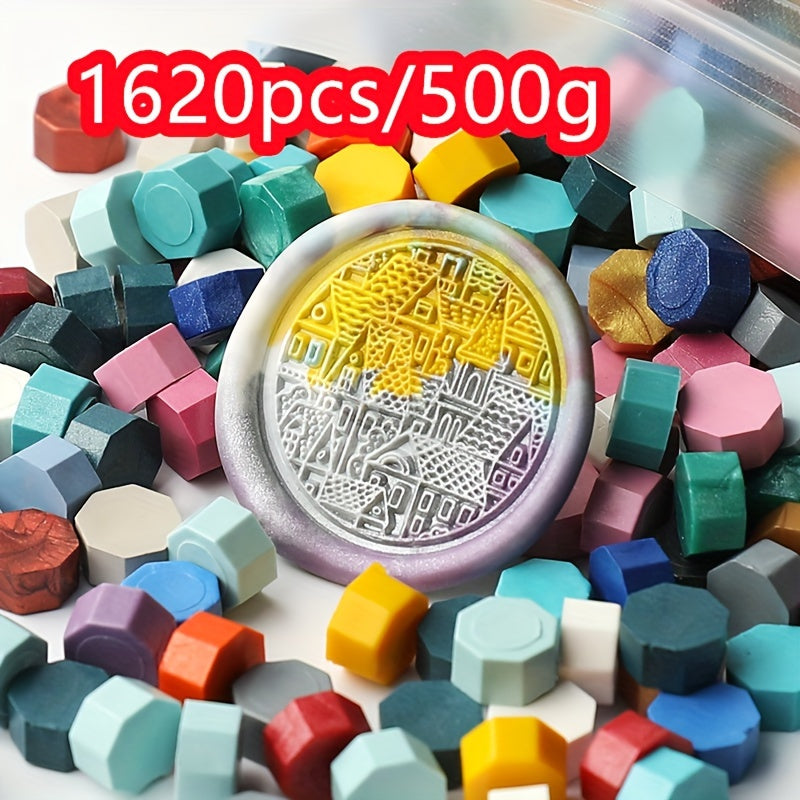 1620pcs 500g Octagonal Sealing Wax Particles for Envelope Gift Box DIY Retro Bulk Sealing Wax