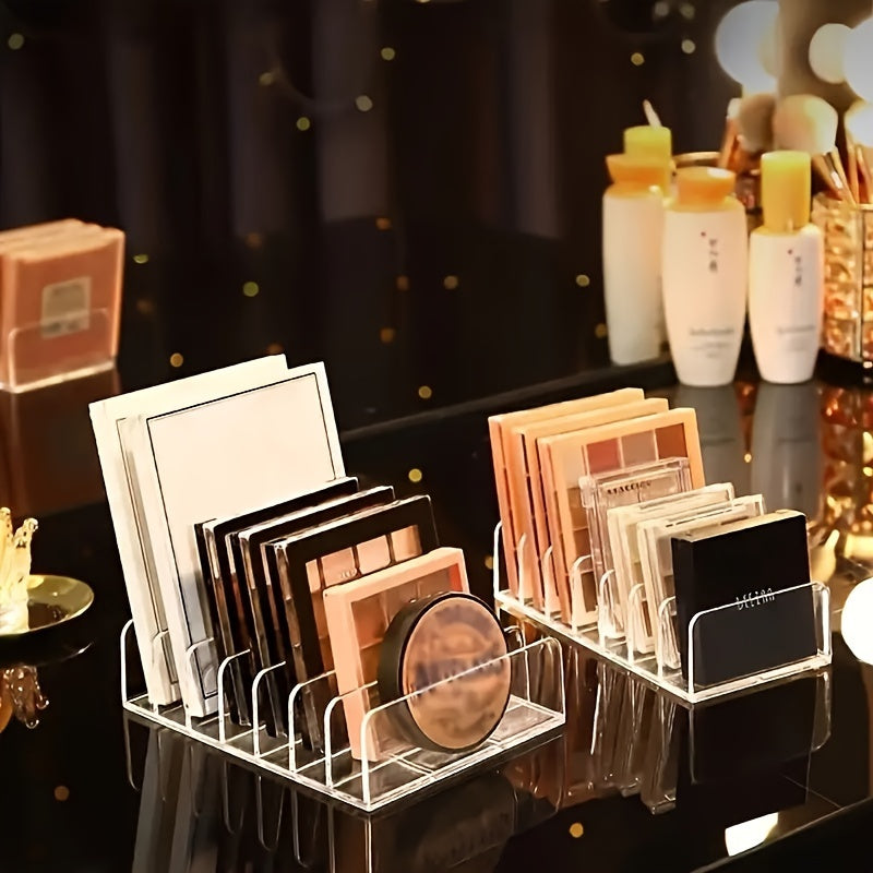 Clear Acrylic Makeup Organizer with 7 Grid Storage for Eyeshadow and Cosmetics