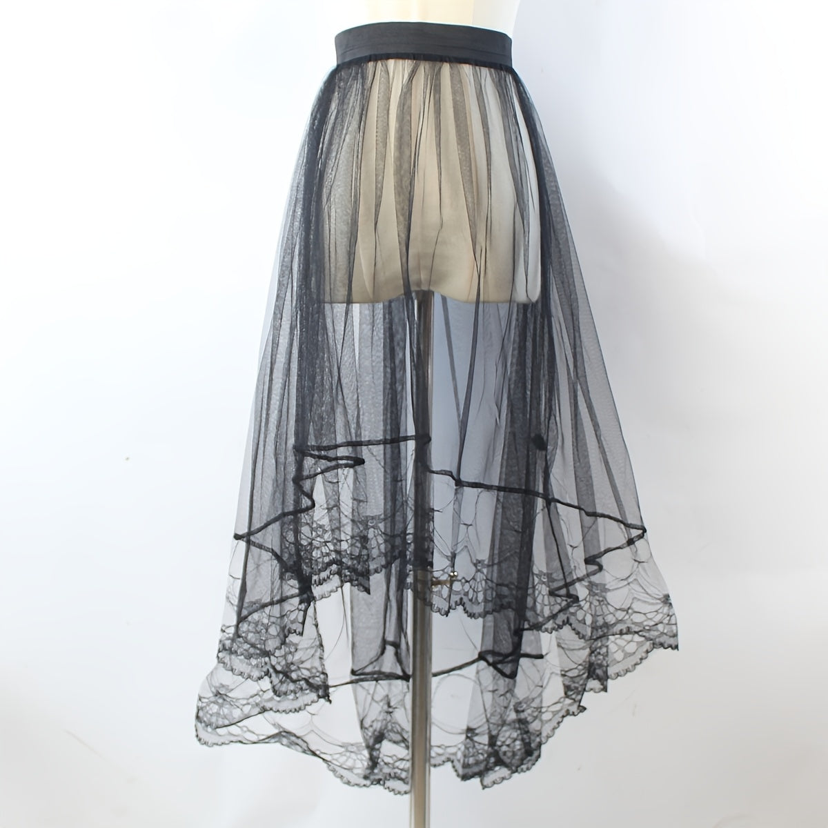 Women's Lace Tulle Ballet Skirt Solid Color Mesh Casual Outer Skirt