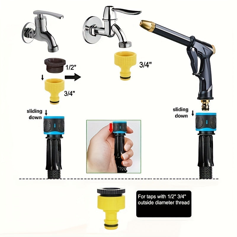 30.48m Expandable Rubber Garden Hose with High Pressure Spray Nozzle for Car Wash Pet Cleaning Outdoor Use