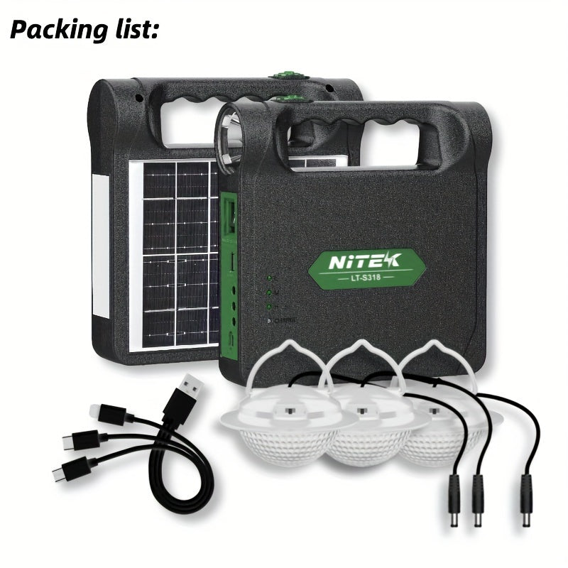Portable Solar Generator Kit with LED Lights USB Charger and Solar Panel for Camping and Home Use