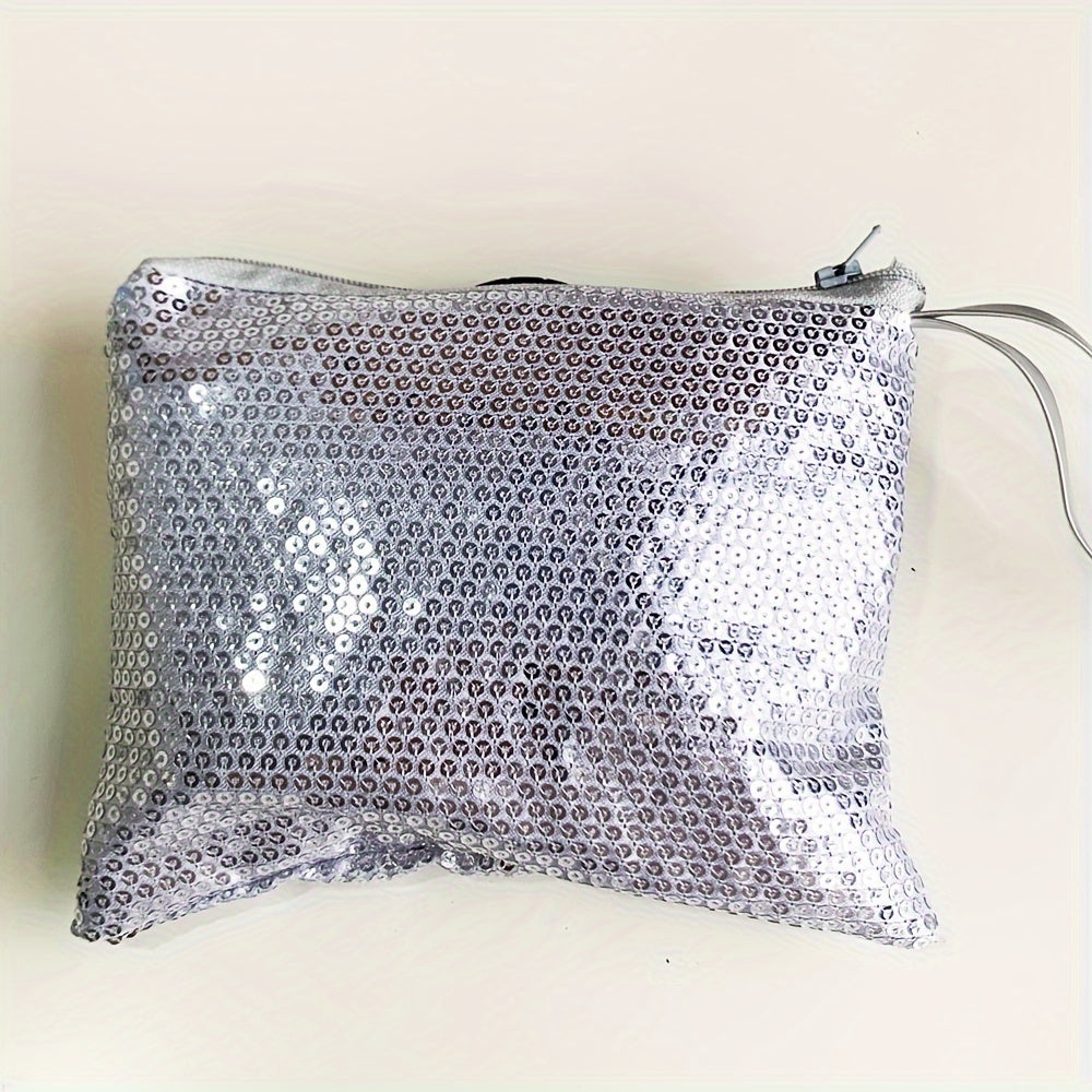 Women's Foldable Portable Travel Ballet Flat Shoes With Sequins and Pouch