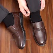 Men's Slip On Loafer Shoes Cow Leather Non Slip Rubber Sole Casual Dress Shoes