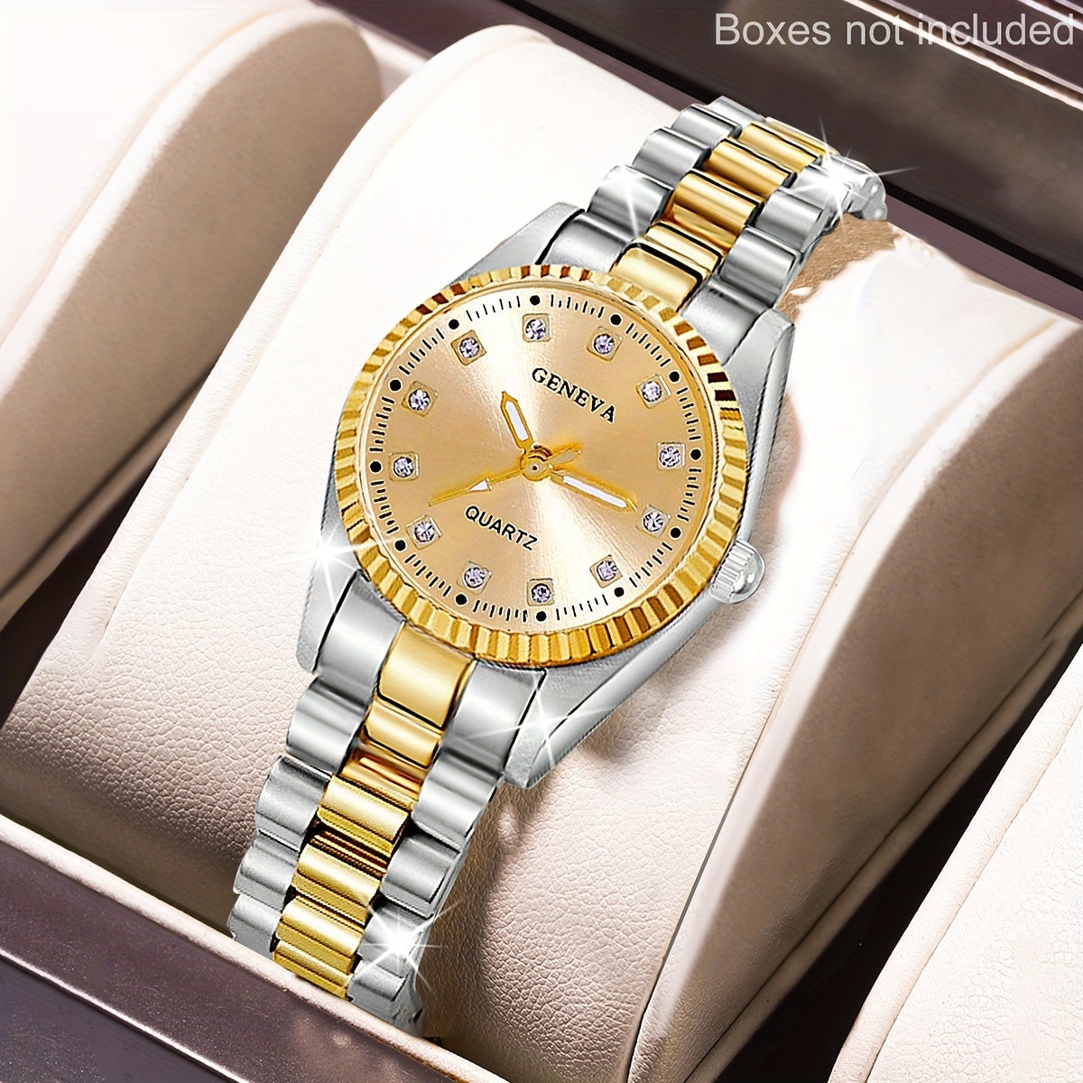 Women's Ramadan Watch Gold Encrusted Dial Alloy Strap Fashionable Wrist Watch