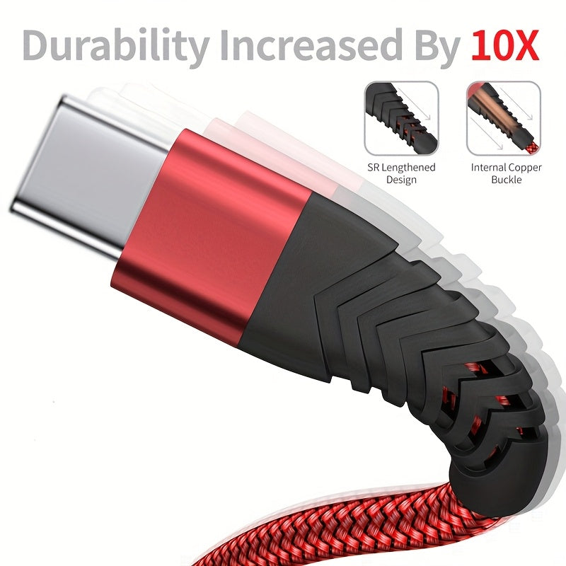 USB Type-C Fast Charging Cable for Android Phones Nylon Matte Male to Male 10-20W