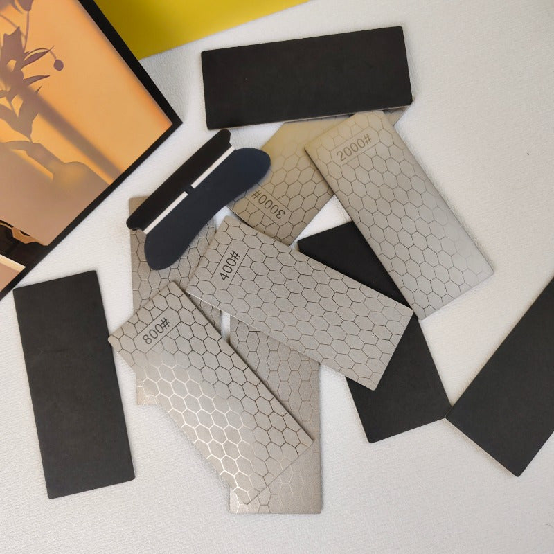9pcs Honeycomb Diamond Grinding Pads for Knife and Scissor Sharpening Non-slip Base