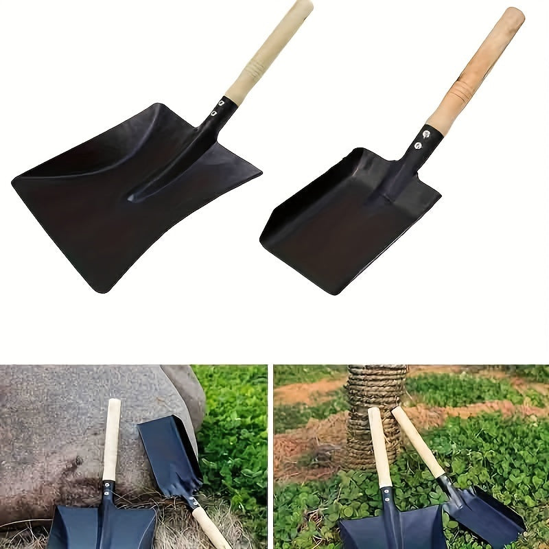 Fireplace Shovel with Wooden Handle for Ash Cleaning and Garden Cleanup