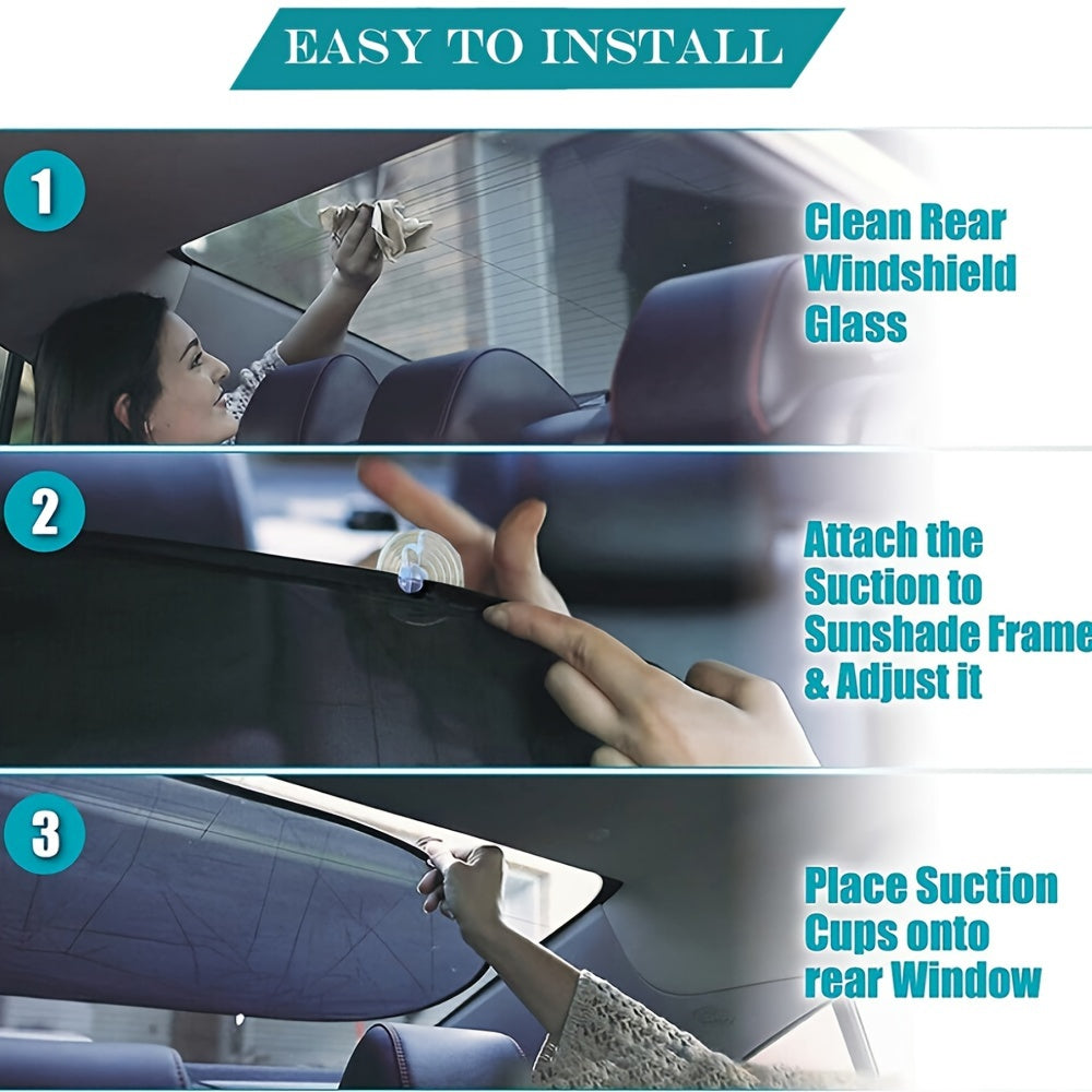 Black Mesh Car Sunshade 100x50cm UV Ray Blocker Keeps Interior Cool