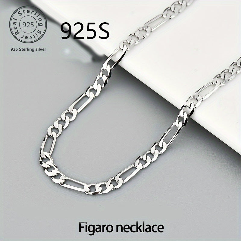 10g 925 Silver Figaro Chain Necklace Hypoallergenic Nickel-Free Daily Wear Gift