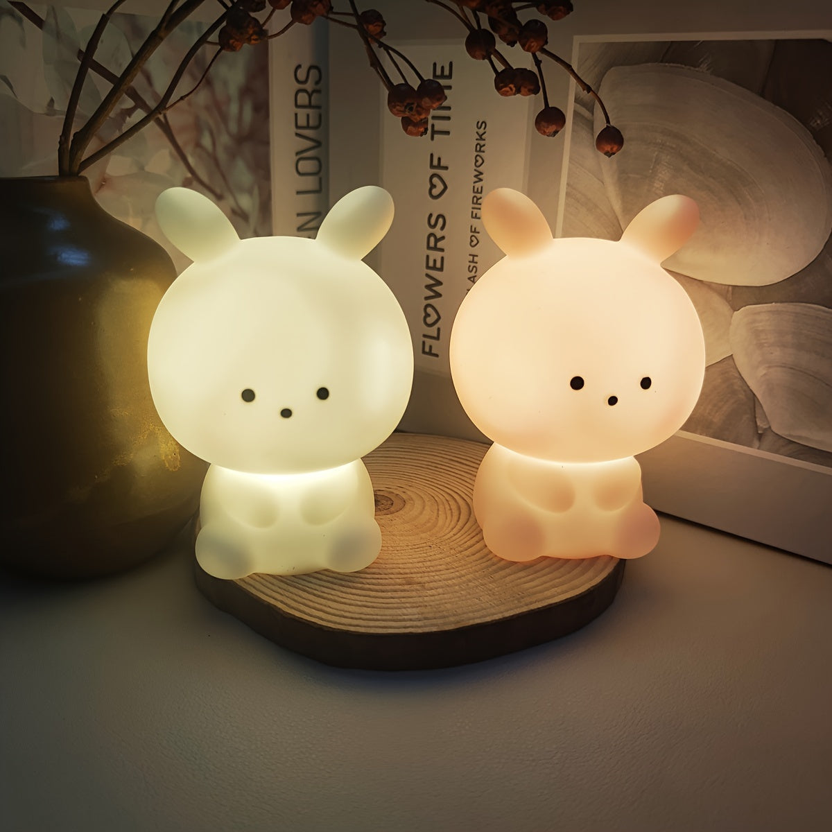 Luz nocturna de conejito de Halloween estilo asiático con control de encendido/apagado para dormitorios, fiestas y regalos