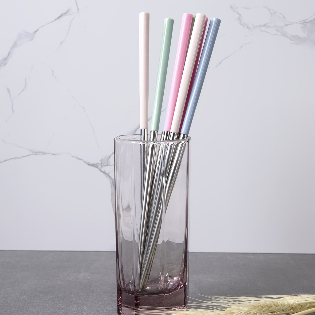 4 pares de palillos reutilizables de acero inoxidable antideslizantes aptos para lavavajillas, regalo