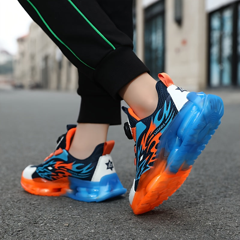 Kids' Boys Mesh Sneakers with Animal Pattern Stripes Low Top Breathable Outdoor Running