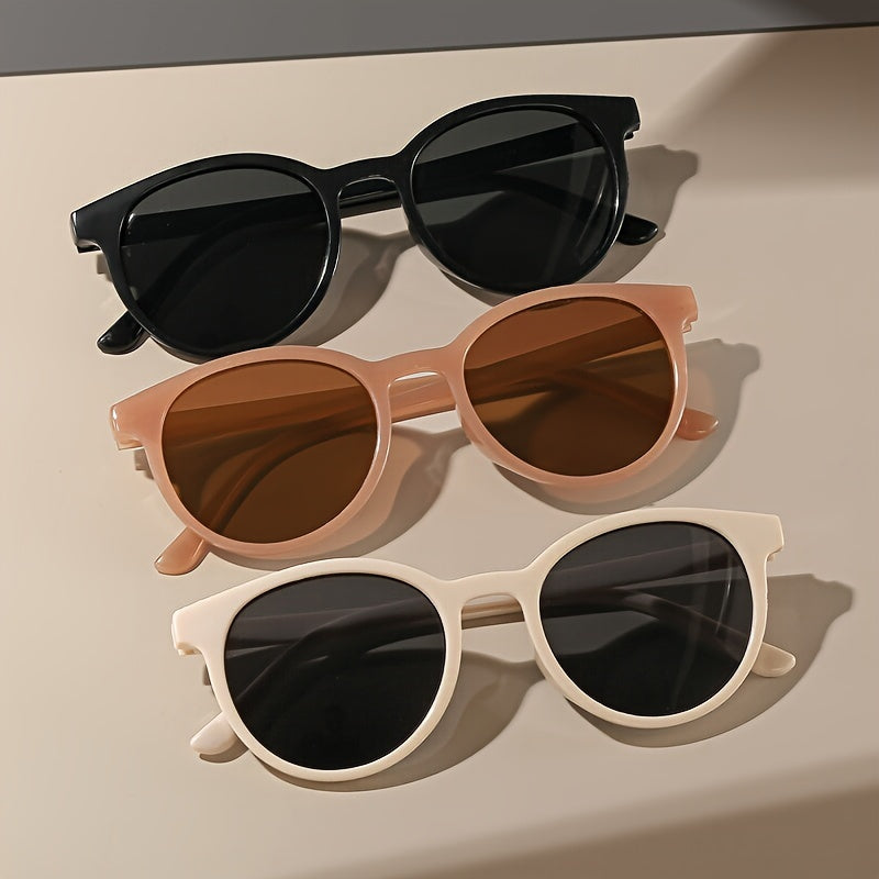 Unisex Anti-glare Round Cat Eye Sunglasses Set of 3 for Travel Beach Parties