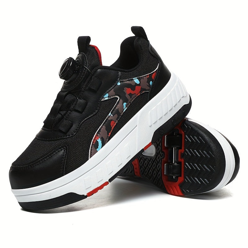 Qizlar uchun zamonaviy pastki rolikli skateboard poyabzallari, aylanuvchi tugma bilan, ichki/tashqi partiyalar uchun tortiladigan rolikli konkilar, yil davomida.