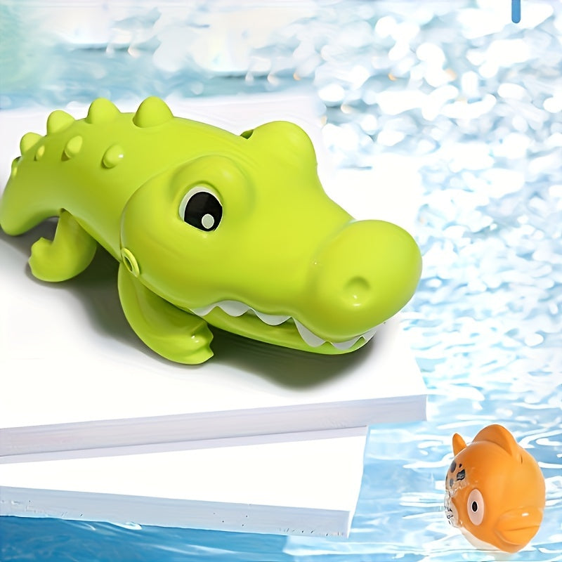 Little Crocodile Bath Toy Set for Toddlers 18 Months Plus Non-Toxic ABS Plastic Educational Floating Fish Basin
