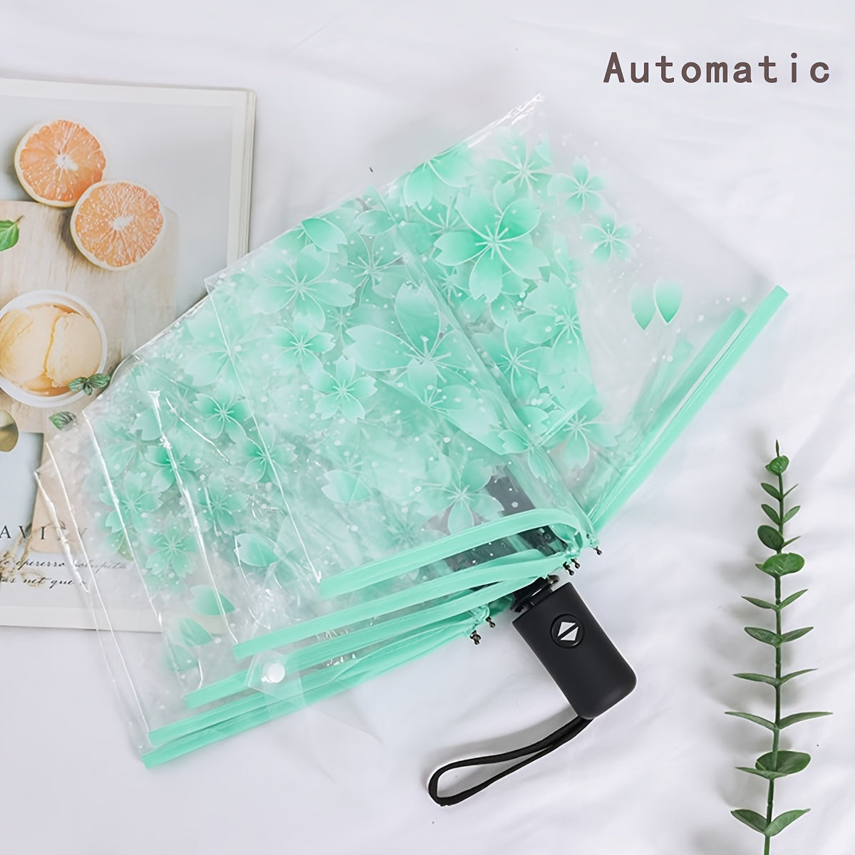 Paraguas de cerezo en flor impermeable, a prueba de viento, compacto, para viajes, escuela y oficina, con 8 varillas