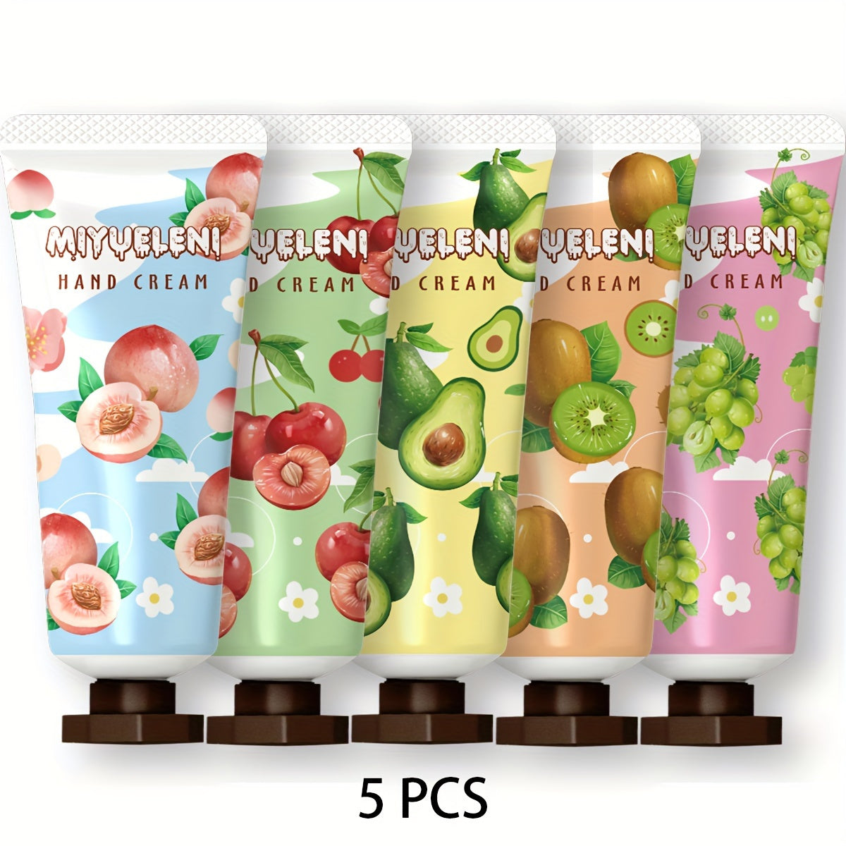 5-Piece Hand Cream Gift Set with Fruit and Plant-Based Moisturizer for Dry Skin