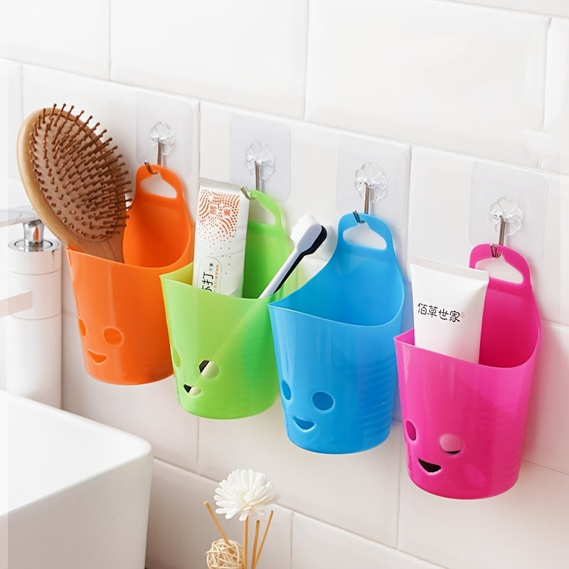 Multicolor Plastic Wall-Mounted Storage Basket for Kitchen Bathroom Dorm