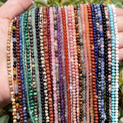 Cuentas separadoras de piedra natural de 3 mm para hacer joyería, amatista, cuarzo rosa, turquesa, ágata