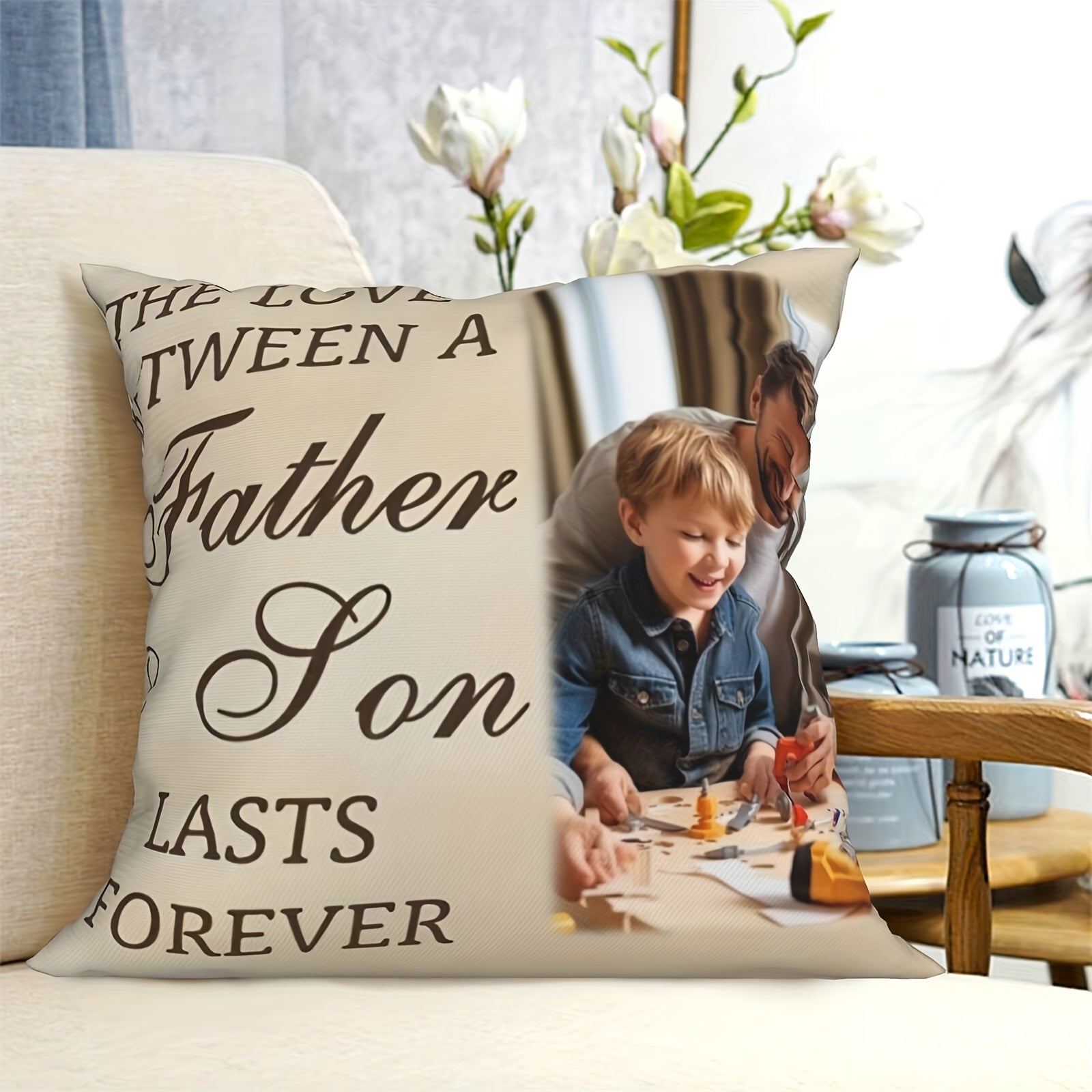 Personalized Photo Pillowcase for Father and Son Gift Home Decor 14+